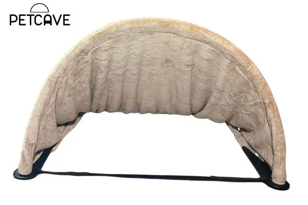 pet cave light coffee pet bed cover and frame, front view