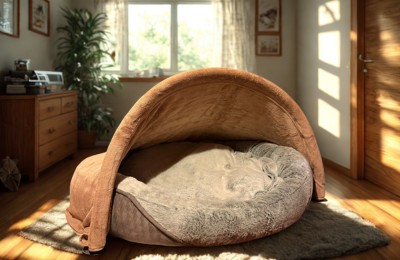 pet cave for a round dog bed
